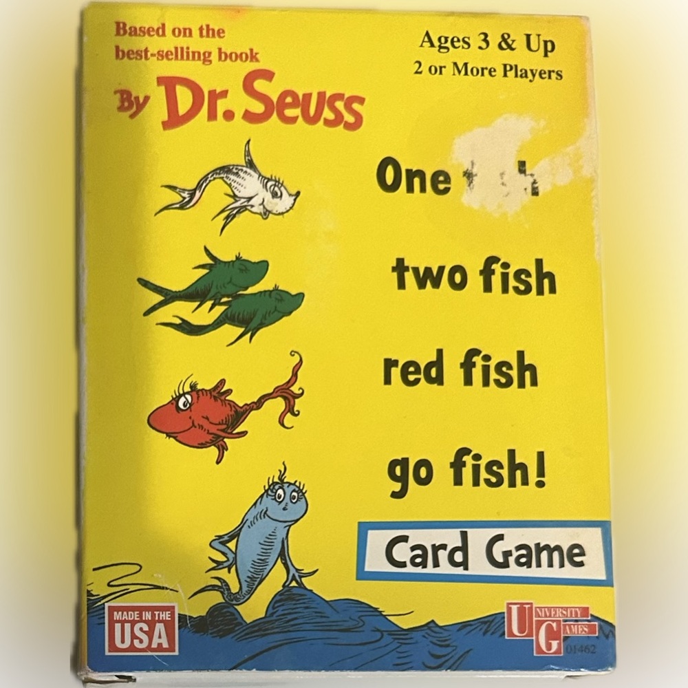 VTG 1998 DR SEUSS COLORFUL FISH CARD GAME ONE TWO RED GO UNIVERSITY GAMES CORP